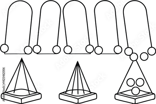 newton s cradle line art geometric symmetry line drawing