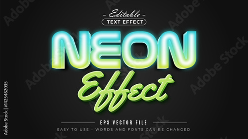 Neon effect text, editable text effect.