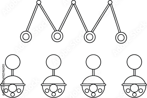 newton s cradle line art dynamic physics motion illustration