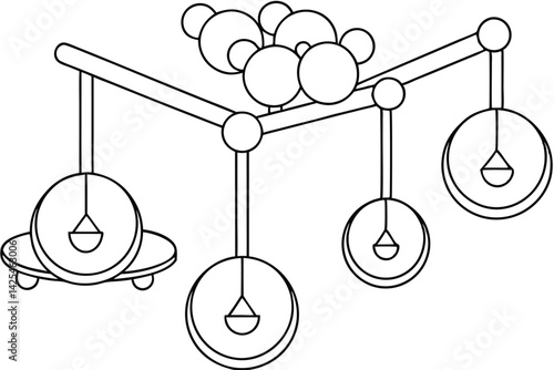 newton s cradle line art simple elegant monochrome style