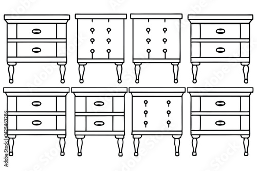 nightstand line art artistic bedroom furniture drawing concept