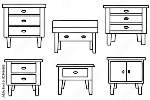nightstand line art minimalist bedroom decor illustration design