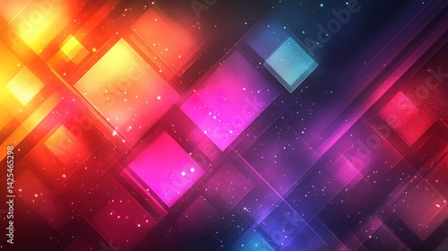 Luminous Squares in Cosmic Alignment: A Vibrant Abstract Composi