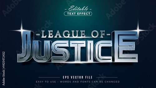 League of justice text, editable text effect.