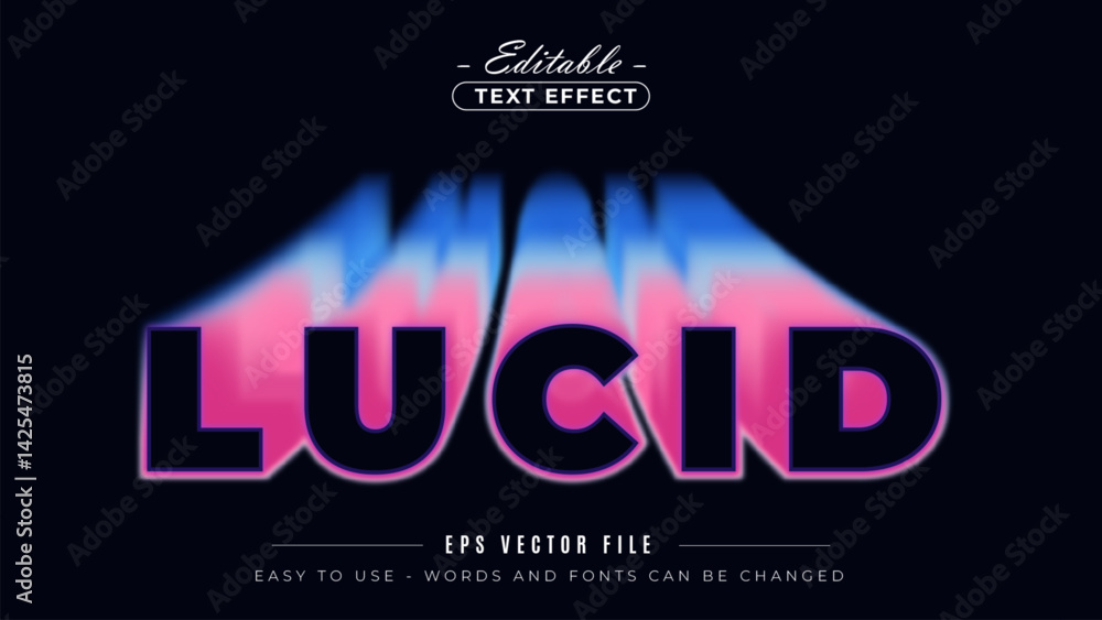 Lucid text, editable text effect.