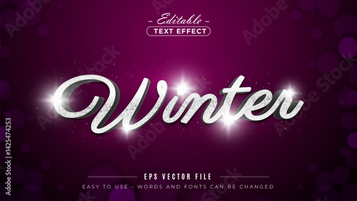 Glowing text winter, editable text effect.