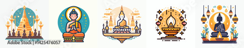 collection of vector images of Waisak Day, Buddha, Castle