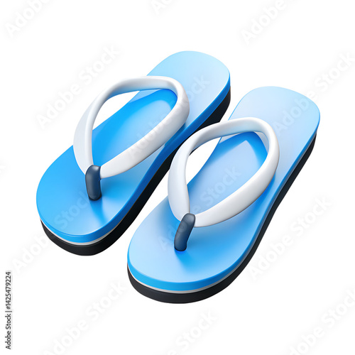 Blue flip-flops 3D icon without a background