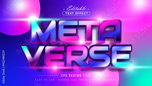 Glossy metaverse text, editable text effect.