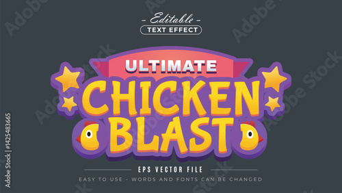 Chicken blast text style, editable text effect.