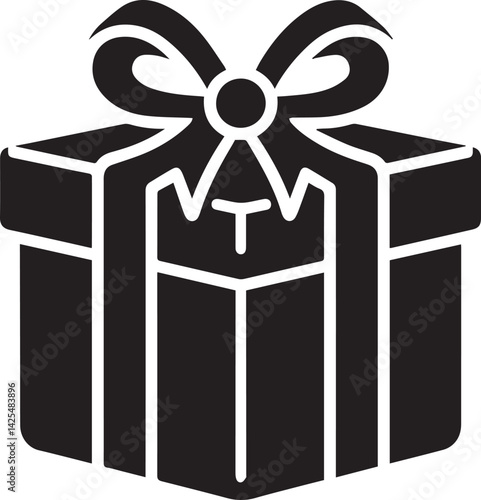 Gift Box Silhouette with Ribbon and Bow Design for Celebration, Holiday, and Special Occasion