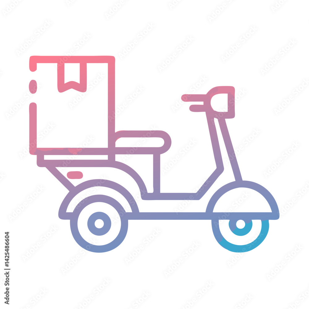 Delivery scooter with cargo box showcasing modern urban logistics in a vibrant design Delivery scooter with cargo box showcasing modern urban logistics in a vibrant design