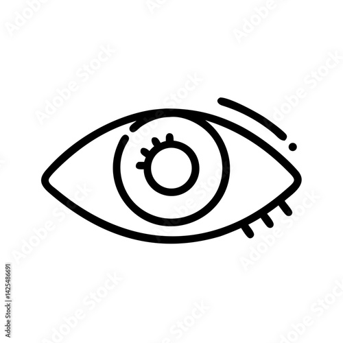 Unique line drawing of an eye with a simple design that emphasizes features and details, perfect for artistic inspiration or graphic representation