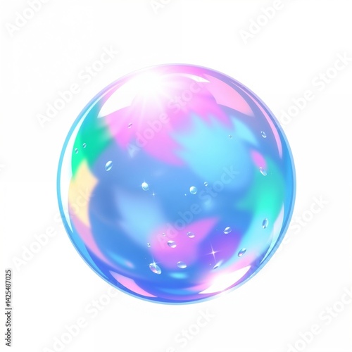 Wallpaper Mural Iridescent Bubble with Water Droplets Torontodigital.ca