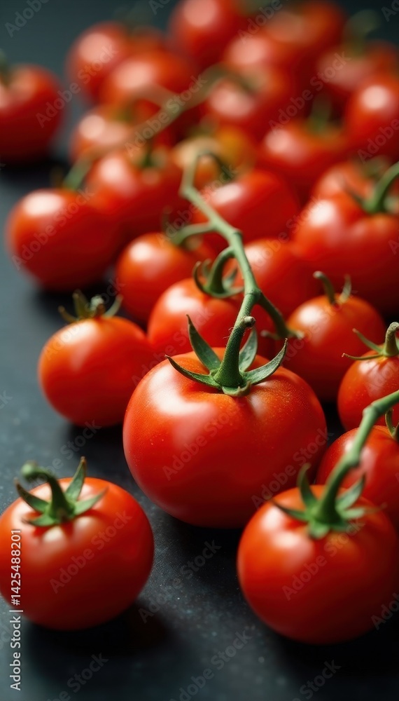 Scattered cherry tomatoes, dramatic close-up, artistic setting , artistic, vibrant, falling tomatoes Scattered cherry tomatoes, dramatic close-up, artistic setting , artistic, vibrant, falling tomatoes