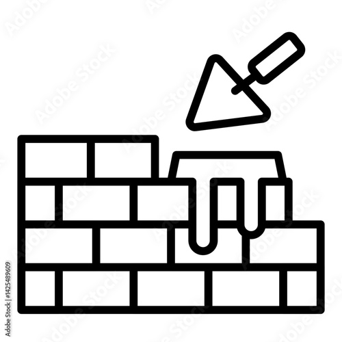 Bricklaying Trowel and Wall Icon