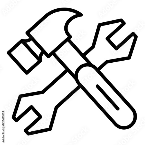 Crossed Hammer and Wrench Tools
