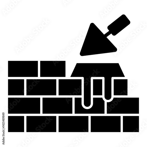 Bricklaying Trowel and Wall Icon