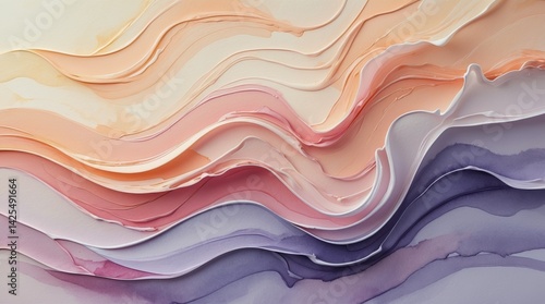 Ethereal Waves Pastel hues glide resembling sculpted paint strokes in a serene dance of color