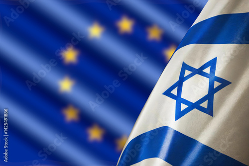 Cuadro en lienzo Flags of the European Union EU and Israel