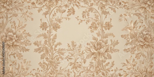 Intricate floral motif on luxurious cream, sophisticated design , sophisticated, floral, white