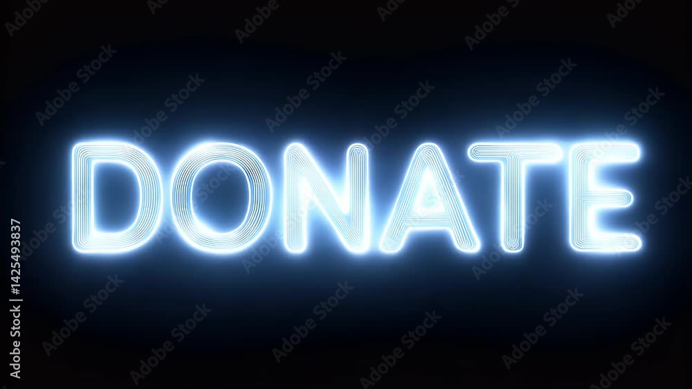 Glowing Neon Donate Sign on Dark Background Glowing Neon Donate Sign on Dark Background