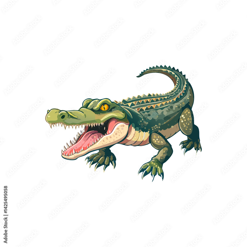 Obraz premium Aggressive Crocodile Vector – Wild Reptile Mascot Logo Illustration