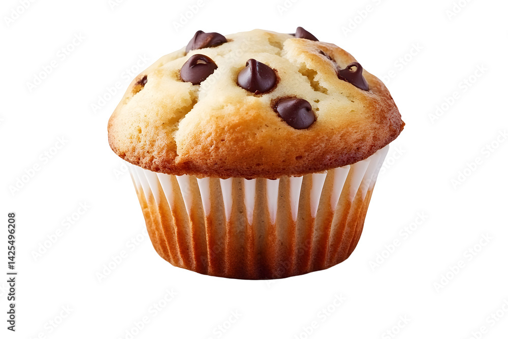 Isolated Delicious Muffin with Chocolate Chips on Black Background Photo Isolated Delicious Muffin with Chocolate Chips on Black Background Photo