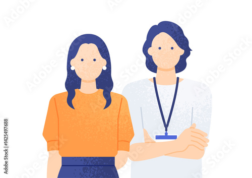 働く男女のビジネスパーソン。おしゃれでかわいいビジネスパーソンのイラスト素材。