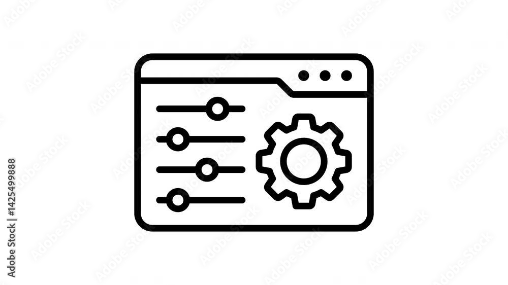 Animated browser window with settings and a spinning gear Animated browser window with settings and a spinning gear