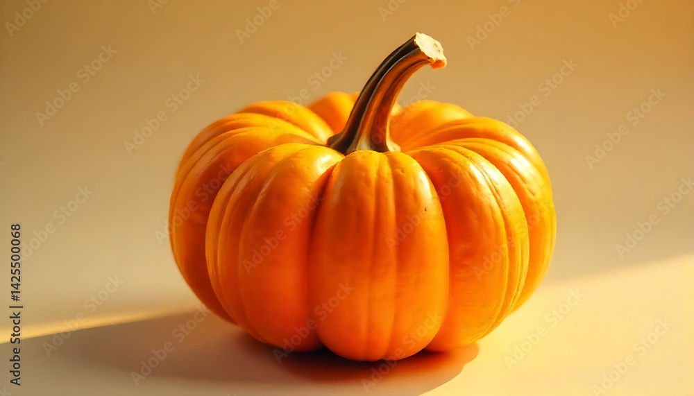 Vibrant studio shot showcasing a perfectly formed autumnal orange pumpkin Vibrant studio shot showcasing a perfectly formed autumnal orange pumpkin