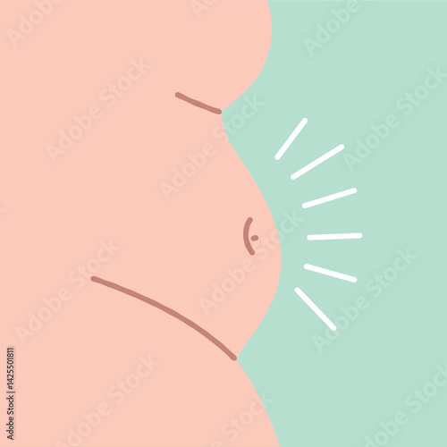 Human Body, Reflective Mood, Pinching Belly Fat, Minimalist Background