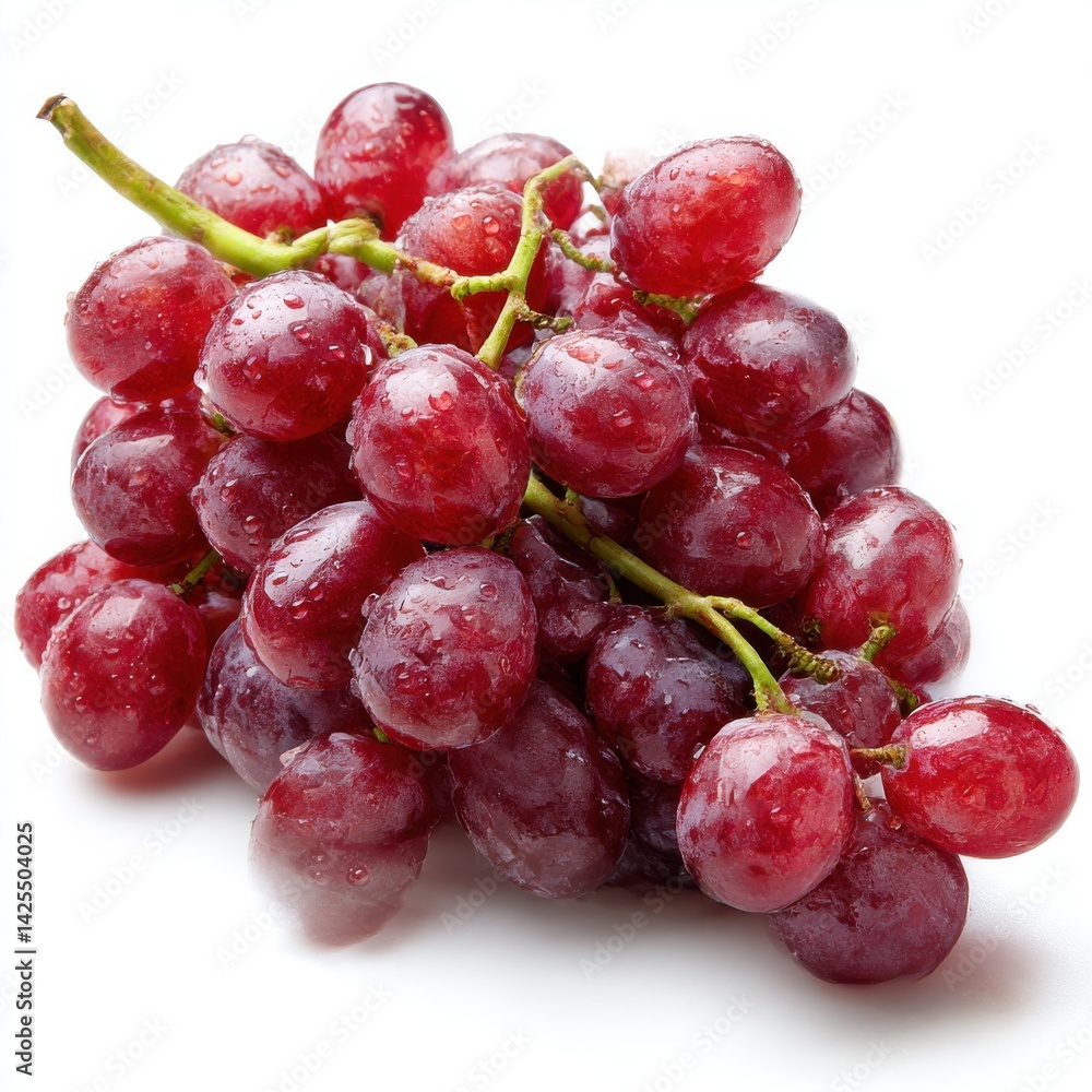 Fresh red grapes with water drops isolated on white background Fresh red grapes with water drops isolated on white background