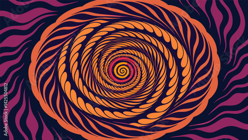 A repetitive spiral pattern reminiscent of a hypnotic trance weaves its way through a digital rendering of a brain symbolizing the altered.