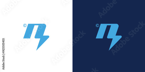 Letter N with Flash, Lightning Logo Design