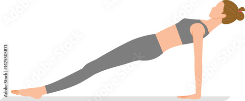 筋トレ：プランクをする若い女性（正しいフォームのリバースプランク）