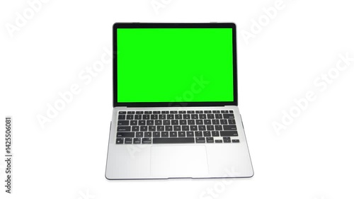 Wallpaper Mural Laptop with Green Screen Scaling from Small to Full Size – Chroma Key Animation on White Background Torontodigital.ca