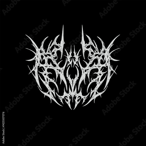 Cyber Tribal vector emblem with intricate hand-drawn symmetry, sharp organic spikes, and dark ornamental flair for edgy graphic designs