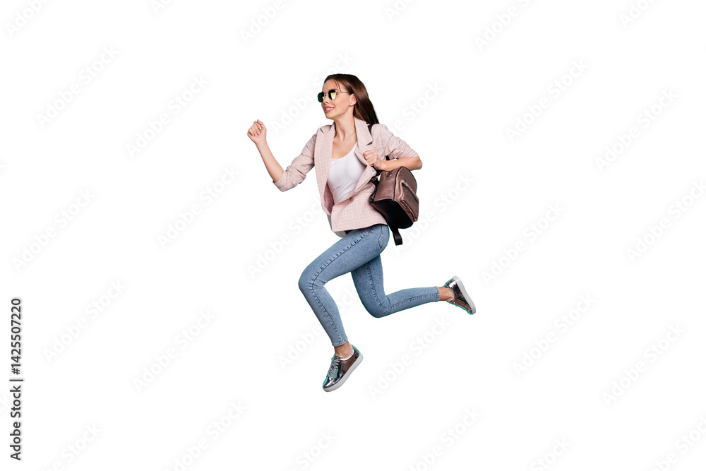 Full length body size view of nice-looking attractive cheerful cheery sportive straight-haired lady having fun running fast isolated over bright vivid shine blue green teal turquoise background Full length body size view of nice-looking attractive cheerful cheery sportive straight-haired lady having fun running fast isolated over bright vivid shine blue green teal turquoise background