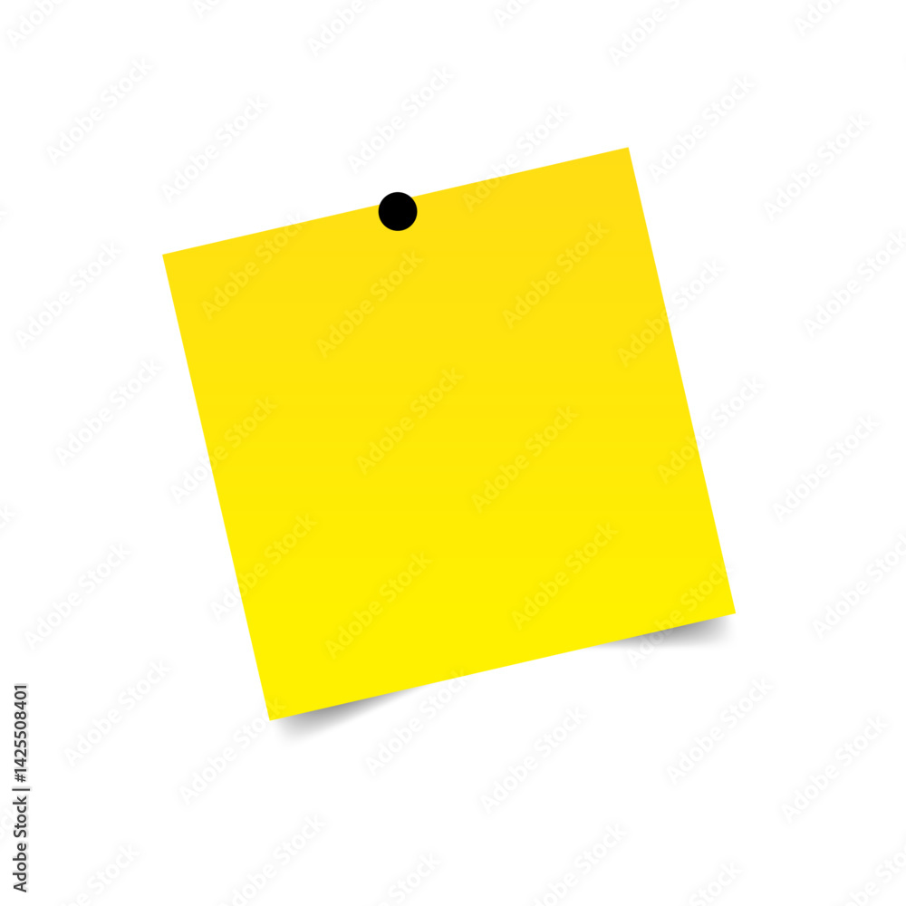 Yellow sticky post it note with red pushpin isolated on transparent background Yellow sticky post it note with red pushpin isolated on transparent background