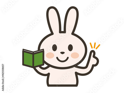 メモを見て豆知識を披露するかわいいうさぎさんの上半身イラスト