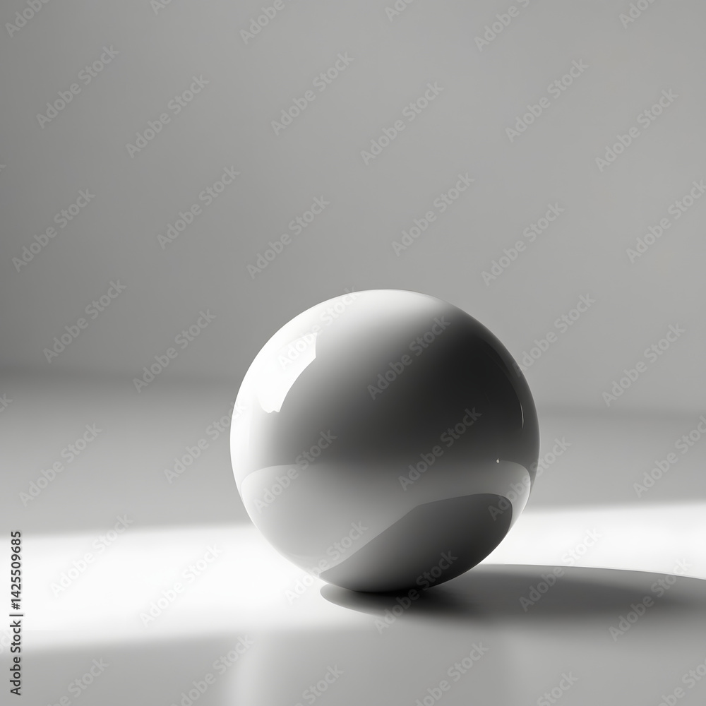 Sleek White Sphere Illuminated by Soft Light on a Neutral Background Sleek White Sphere Illuminated by Soft Light on a Neutral Background