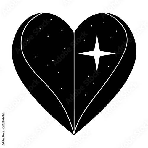 Heart icon with sparkles   with white background 