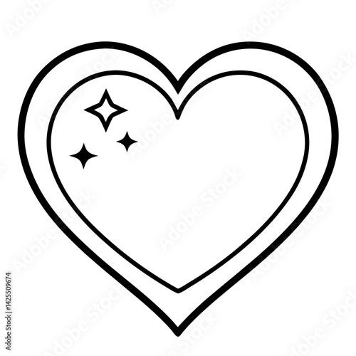 Heart icon with sparkles   with white background 