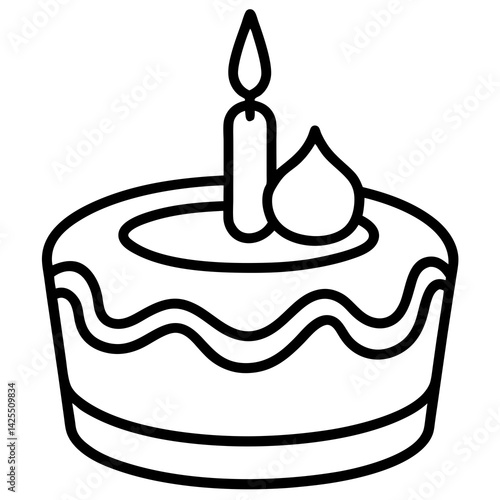 Cake with Candle on White Background – AI Graphic Design for Digital Use