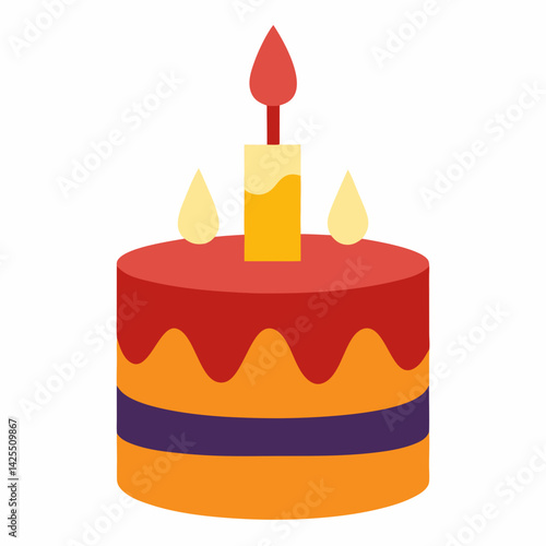 Cake with Candle on White Background – AI Graphic Design for Digital Use