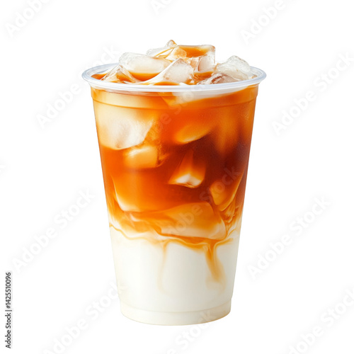 Refreshing Iced Coffee Drink in Plastic Cup with Ice Cubes Perfect Summer Beverage