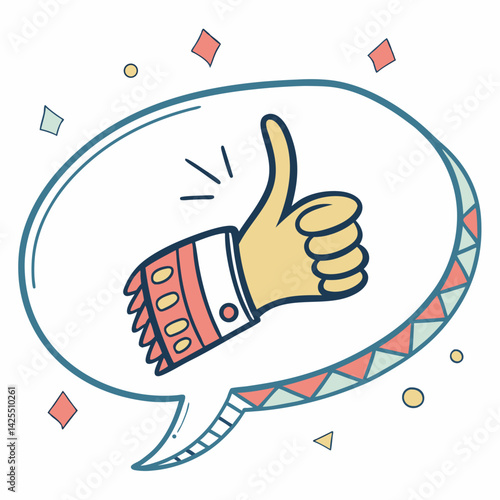 Chat bubble with thumbs up  