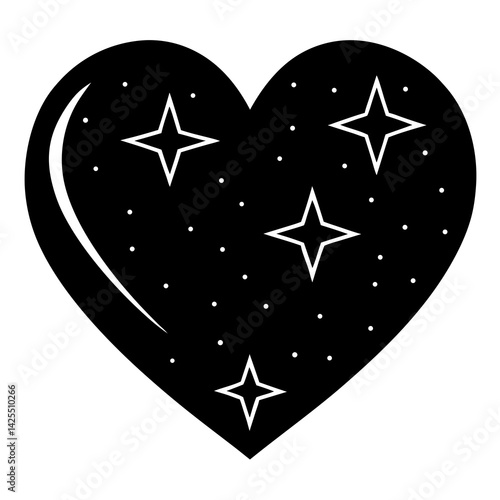Heart icon with sparkles   with white background 