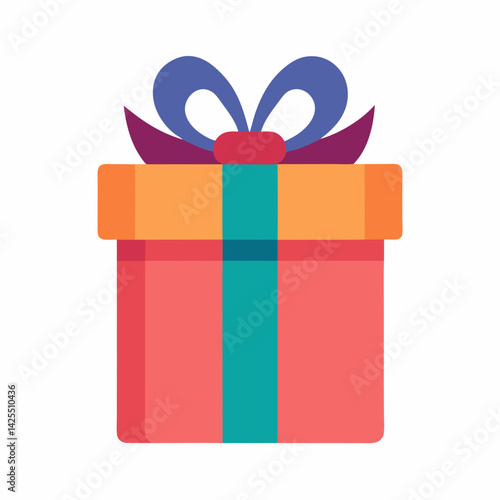 Gift Box with Ribbon on White Background – High-Quality AI Graphic Design File